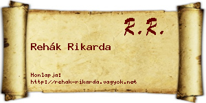Rehák Rikarda névjegykártya